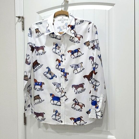 Jean-Pierre Klifa Racehorse Lightweight Button Down Shirt,  Size Medium - Picture 1 of 6